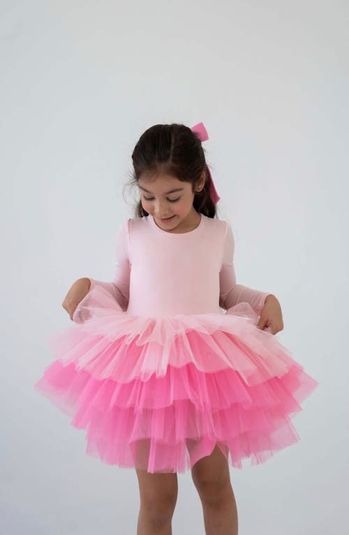 Mini Celebrities Long Sleeve Fluffy Tutu Dress in Pink Love at Nordstrom, Size 6-12M