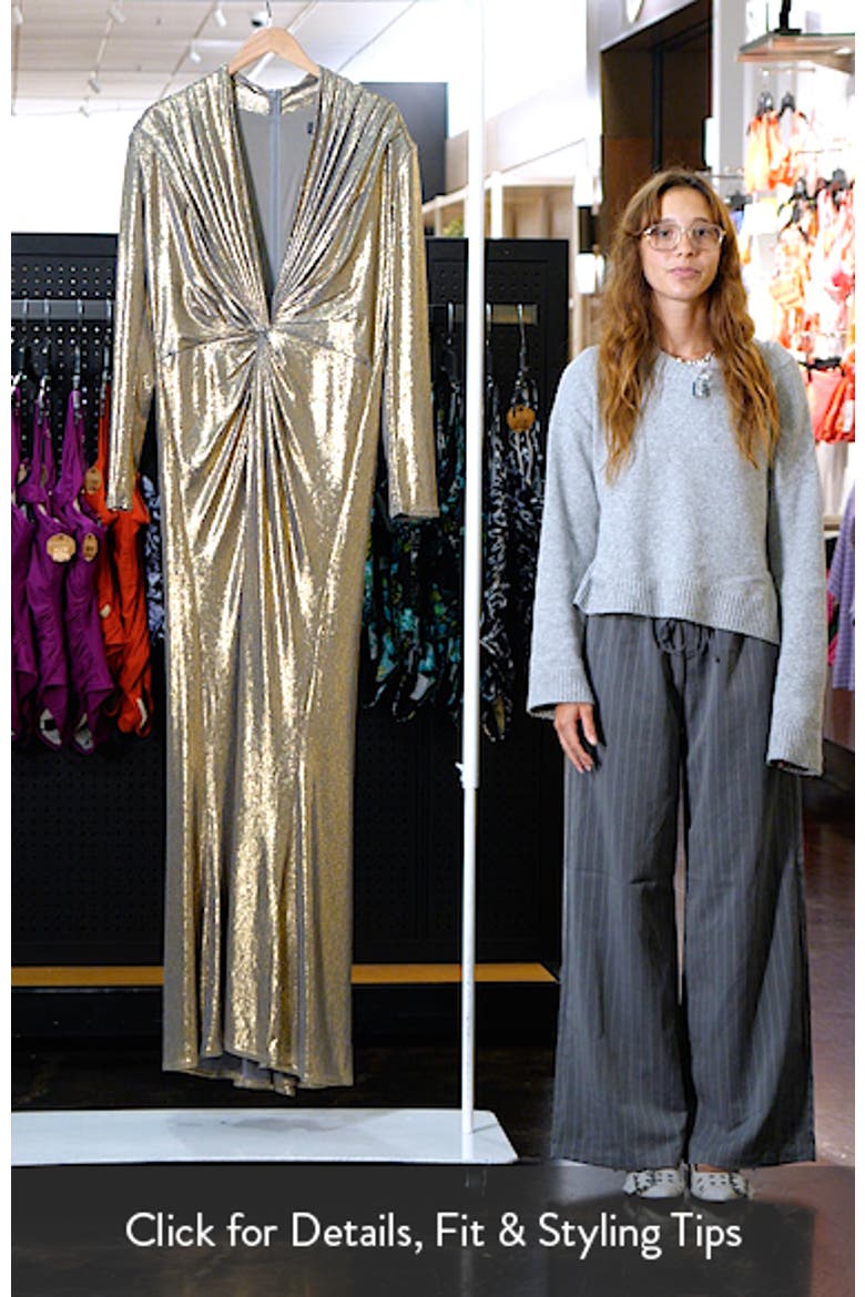 Metallic Long Sleeve Liquid Jersey Gown video