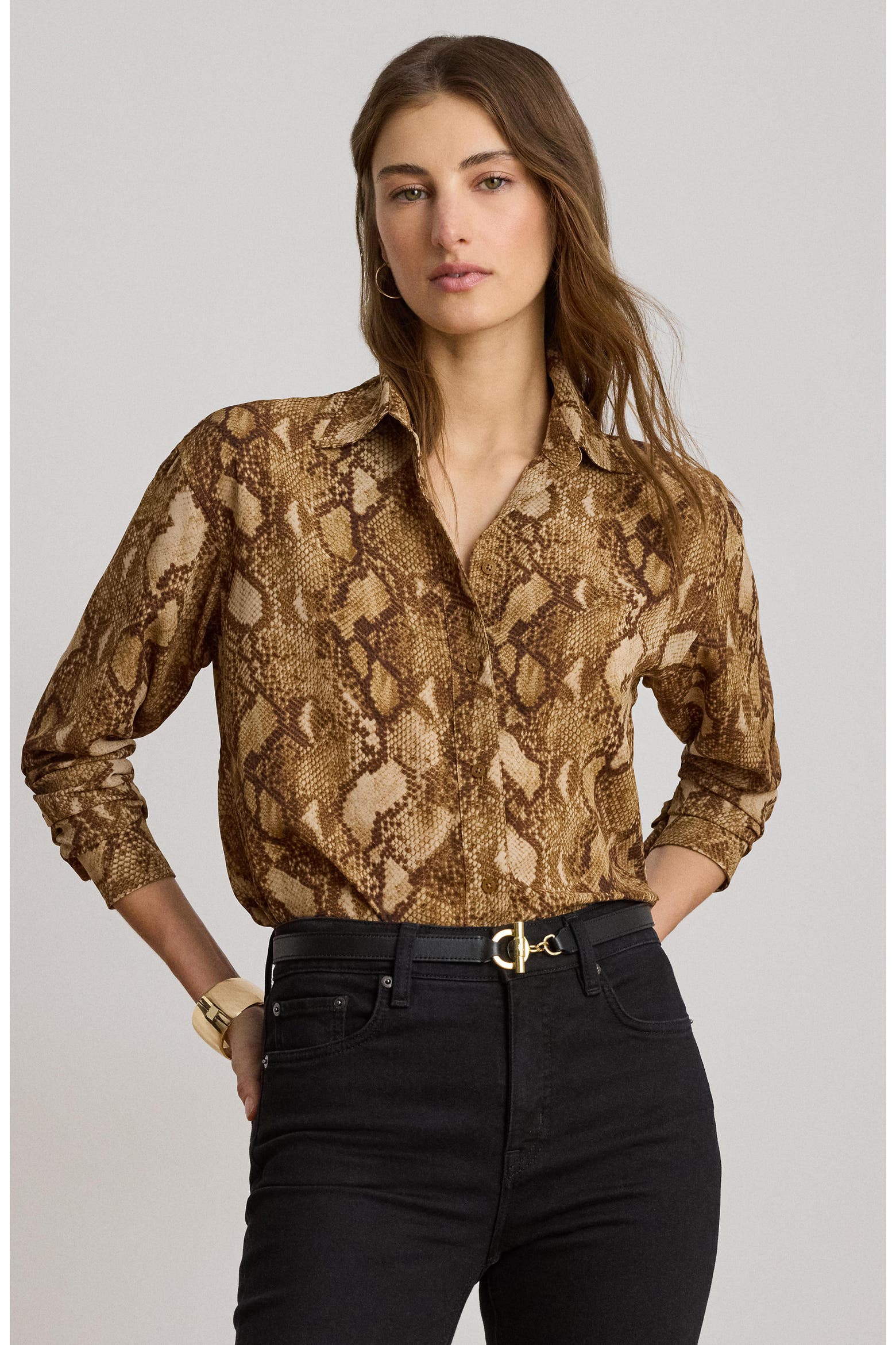 Python Print Off To Colour In Lauren Ralph Lauren Python Print Relaxed Fit Georgette Shirt (Women ...