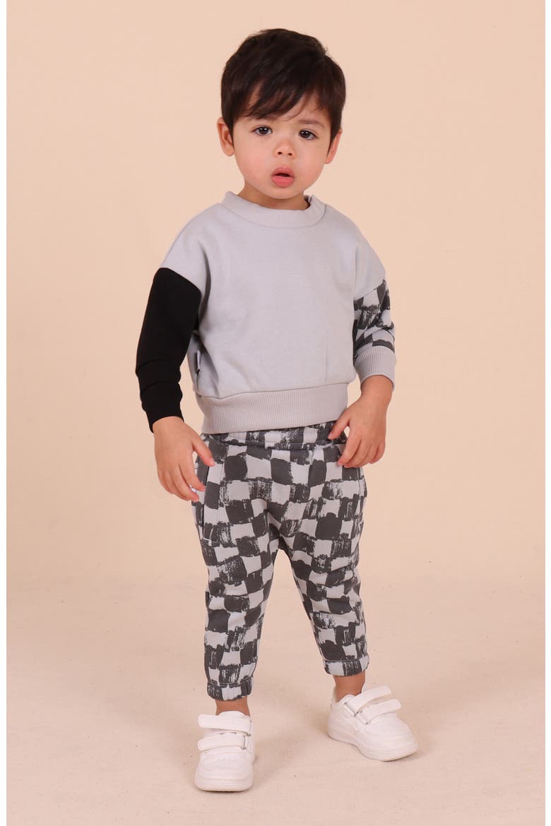 Check Sweatshirt & Pants Set, Alternate, color, GREY