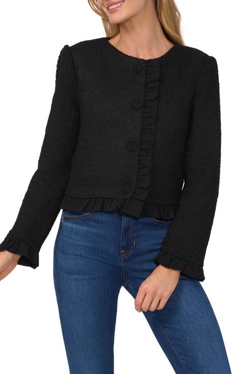 Ruffle Trim Tweed Jacket