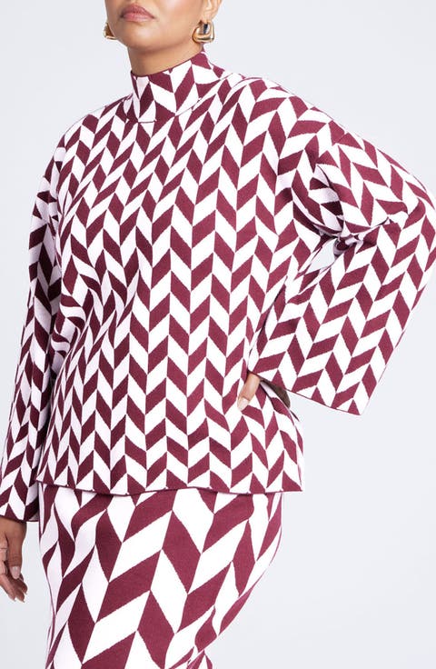 Mock Neck Intarsia Sweater