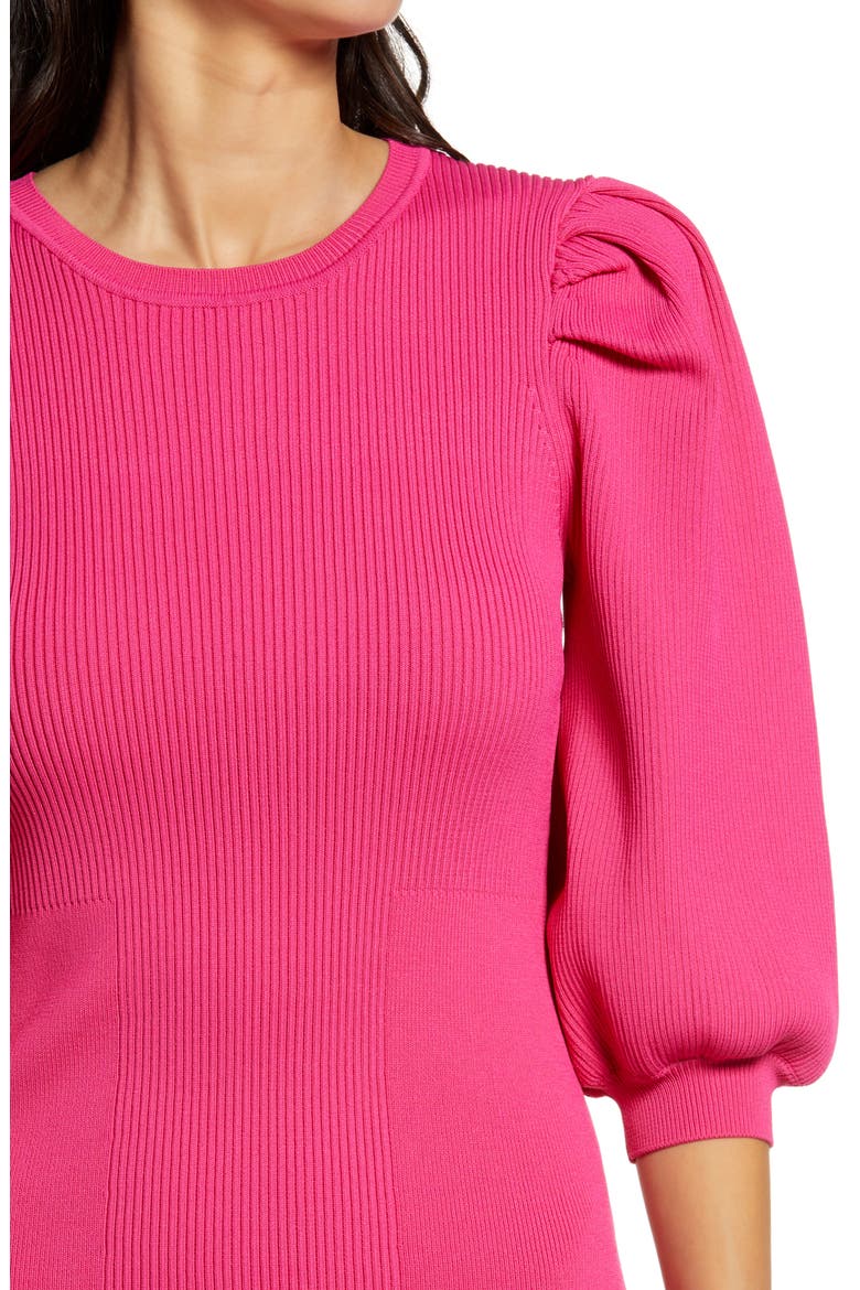 Puff Sleeve Sweater Minidress, Alternate, color, PINK
