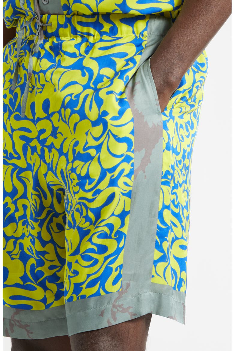 Piperi Mixed Print Drawstring Shorts, Alternate, color, YELLOW
