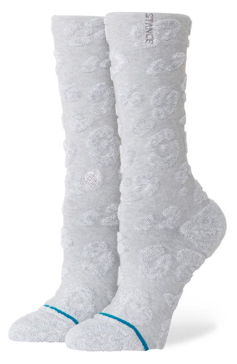 Terry Cheetah Crew Socks