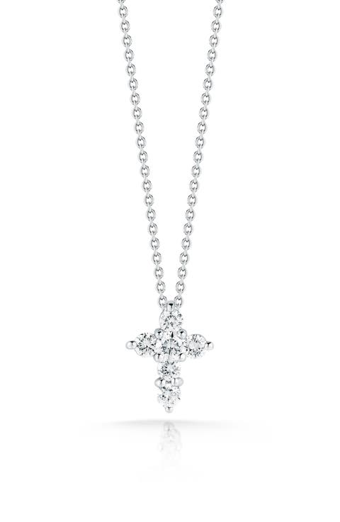 Tiny Treasures Diamond Cross Pendant Necklace