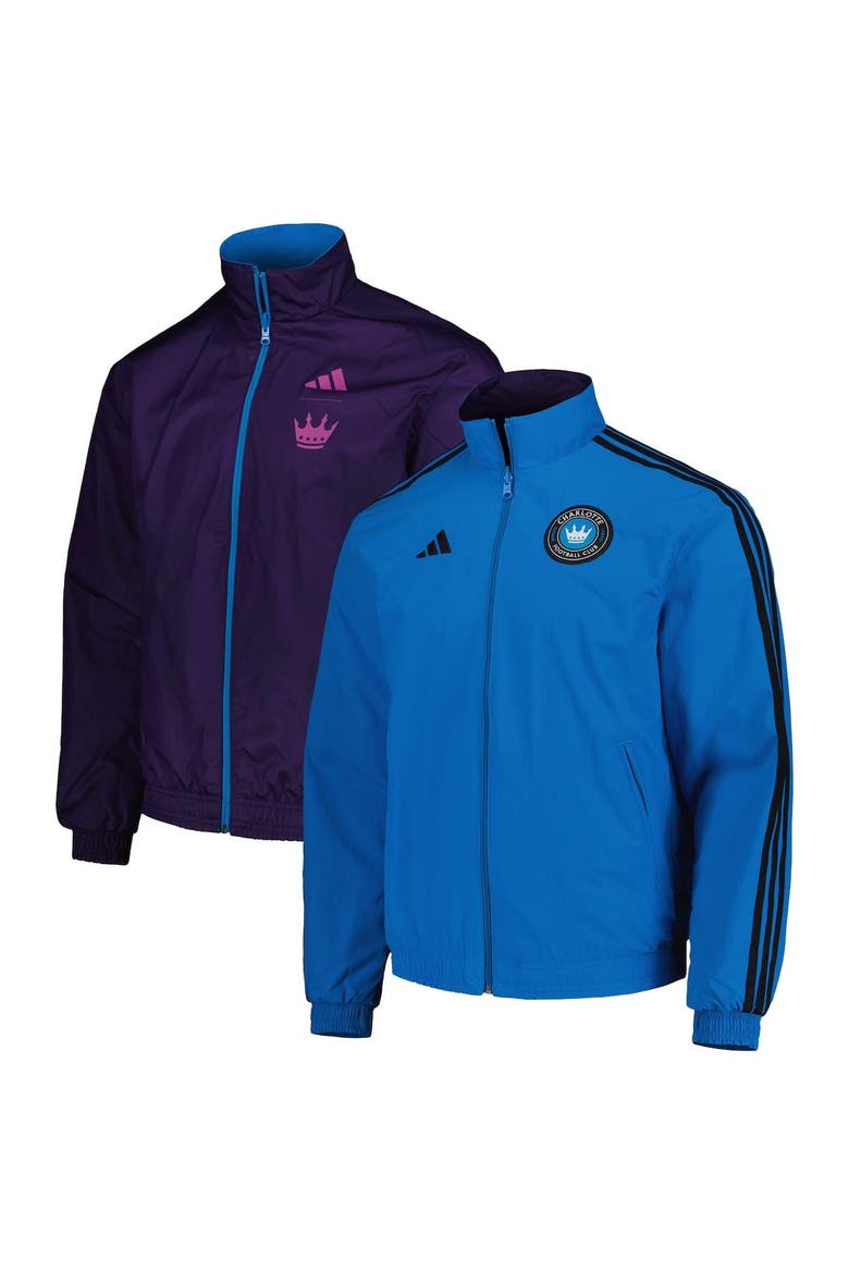 Men's adidas Blue/Purple Charlotte FC 2023 On-Field Anthem Full-Zip Reversible Team Jacket, Main, color, Blue