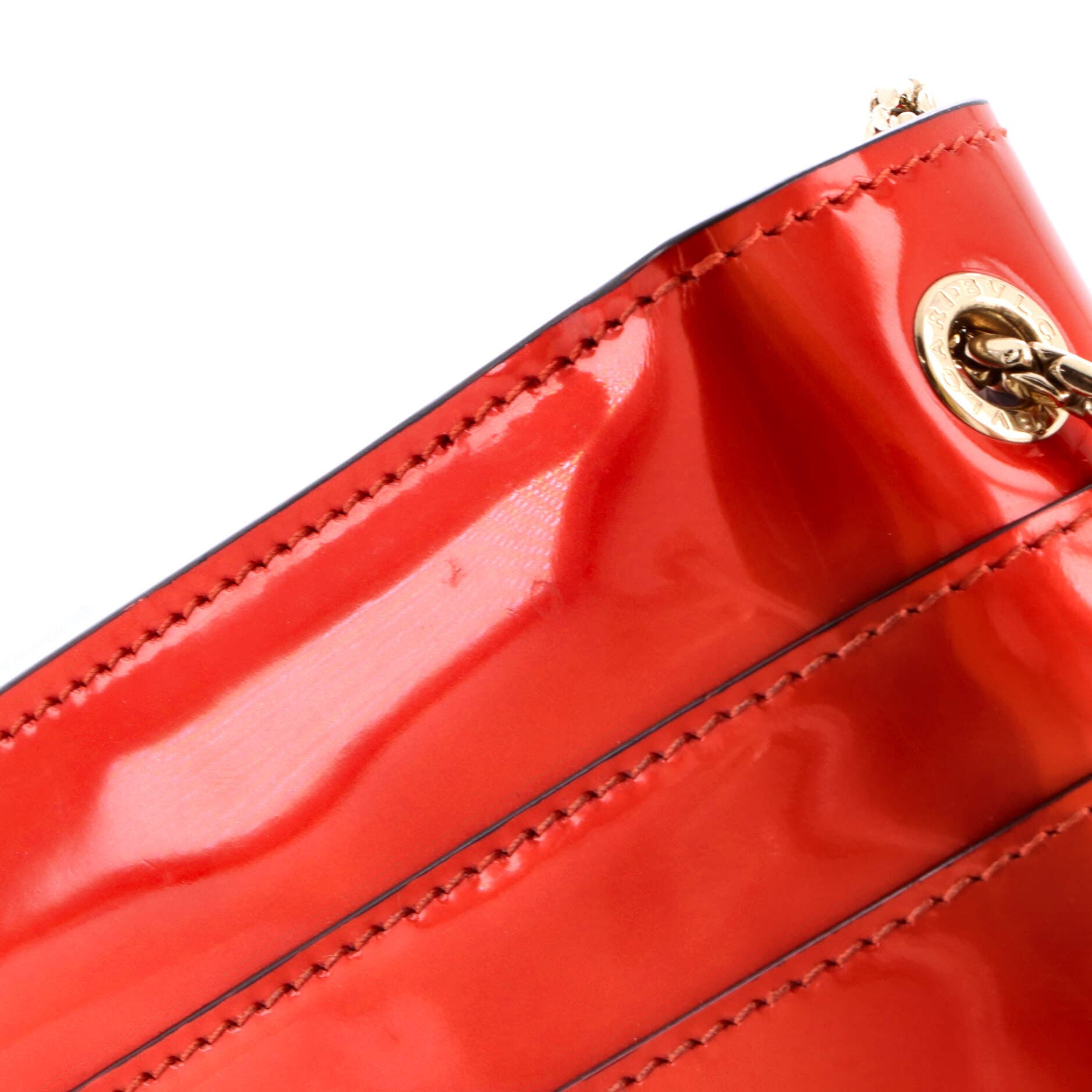 Serpenti Forever Square Shoulder Bag Metallic Leather Small, Alternate, color, Orange