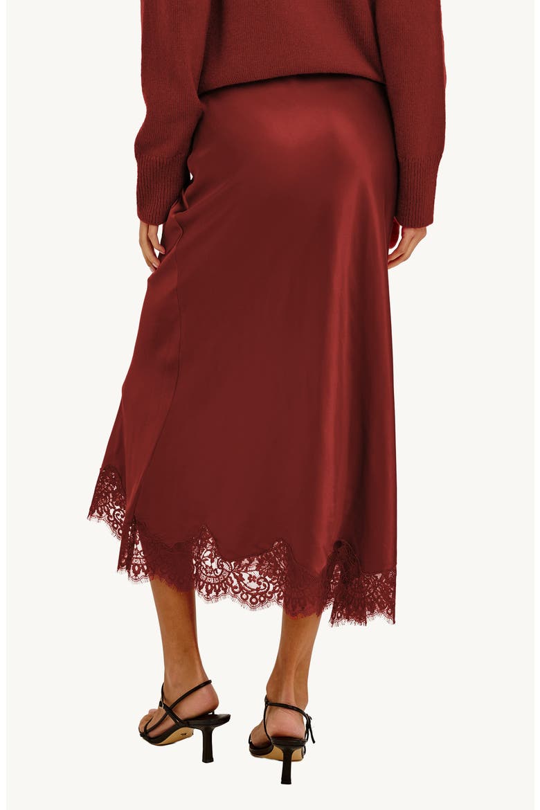 Ebony Lace Trim Midi Skirt, Alternate, color, CRIMSON
