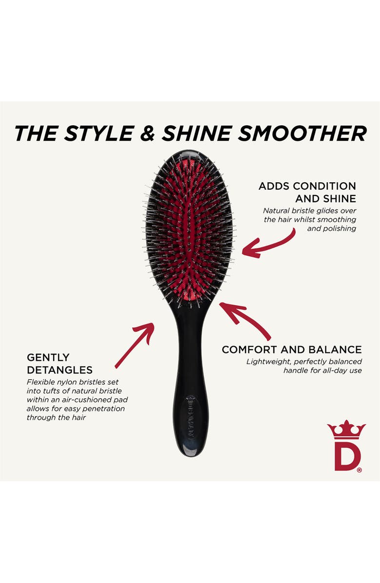 DENMAN D81M Medium Style & Shine Nylon & Natural Boar Bristle Finishing Brush, Alternate, color, Boar Bristles Black