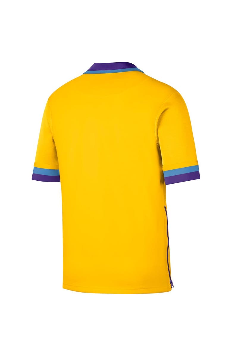 Nike Men's Nike Gold/Purple Los Angeles Lakers 2021/22 City Edition Therma Flex Showtime Short Sleeve Full-Snap Collar Jacket, Alternate, color,