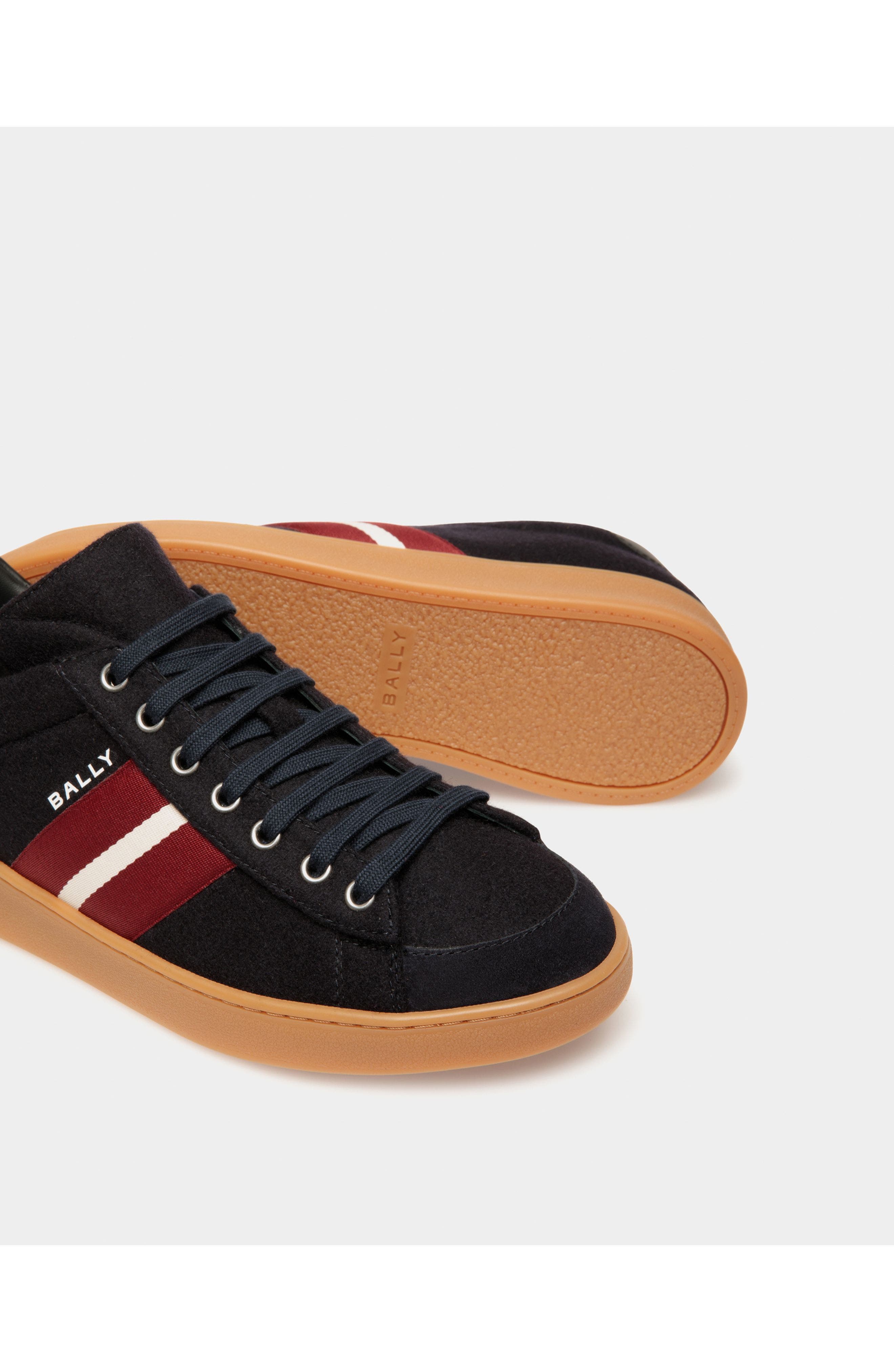 Bally Tennis Sneaker In Wool Fabric and Leather, Alternate, color, 