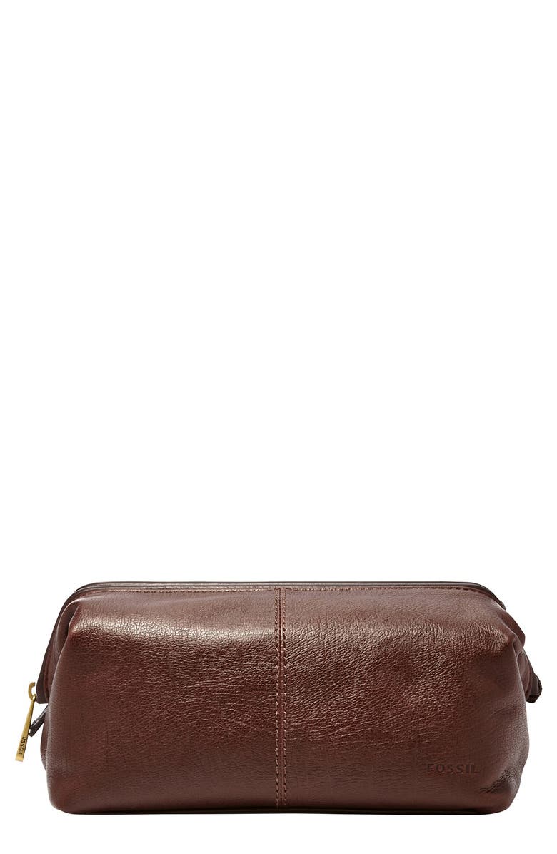 Fossil Leather Framed Travel Kit, Main, color, 