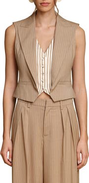Avec Les Filles Pinstripe Layered Vest