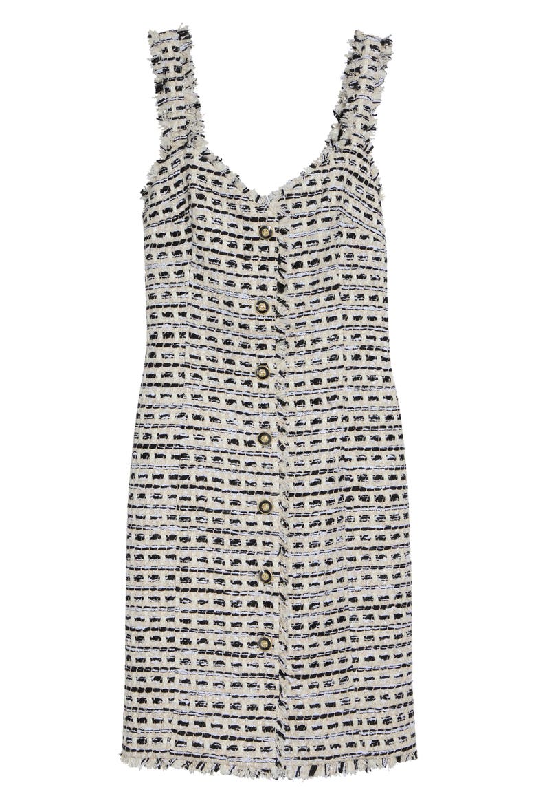 Nicolette Tweed Dress, Alternate, color, LINEN/ BLACK MULTI