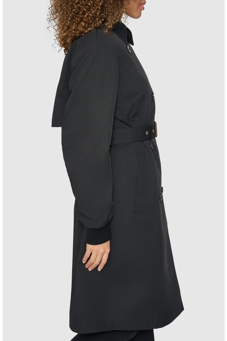Double Breasted Gabardine Trench Coat, Alternate, color, BLACK