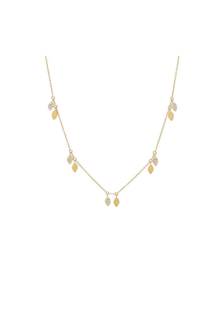 Diamond Pave/Solid Marquise Charm Necklace 14K, Main, color, 14K Gold