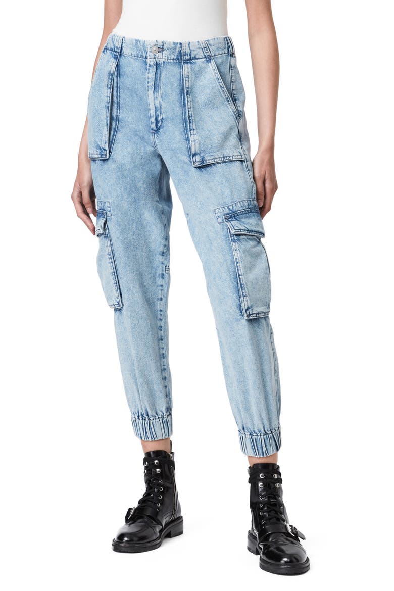Frieda Denim Cargo Pants, Main, color, INDIGO BLUE