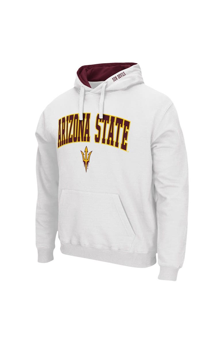 COLOSSEUM Men's Colosseum White Arizona State Sun Devils Arch & Logo 3.0 Pullover Hoodie, Alternate, color, White
