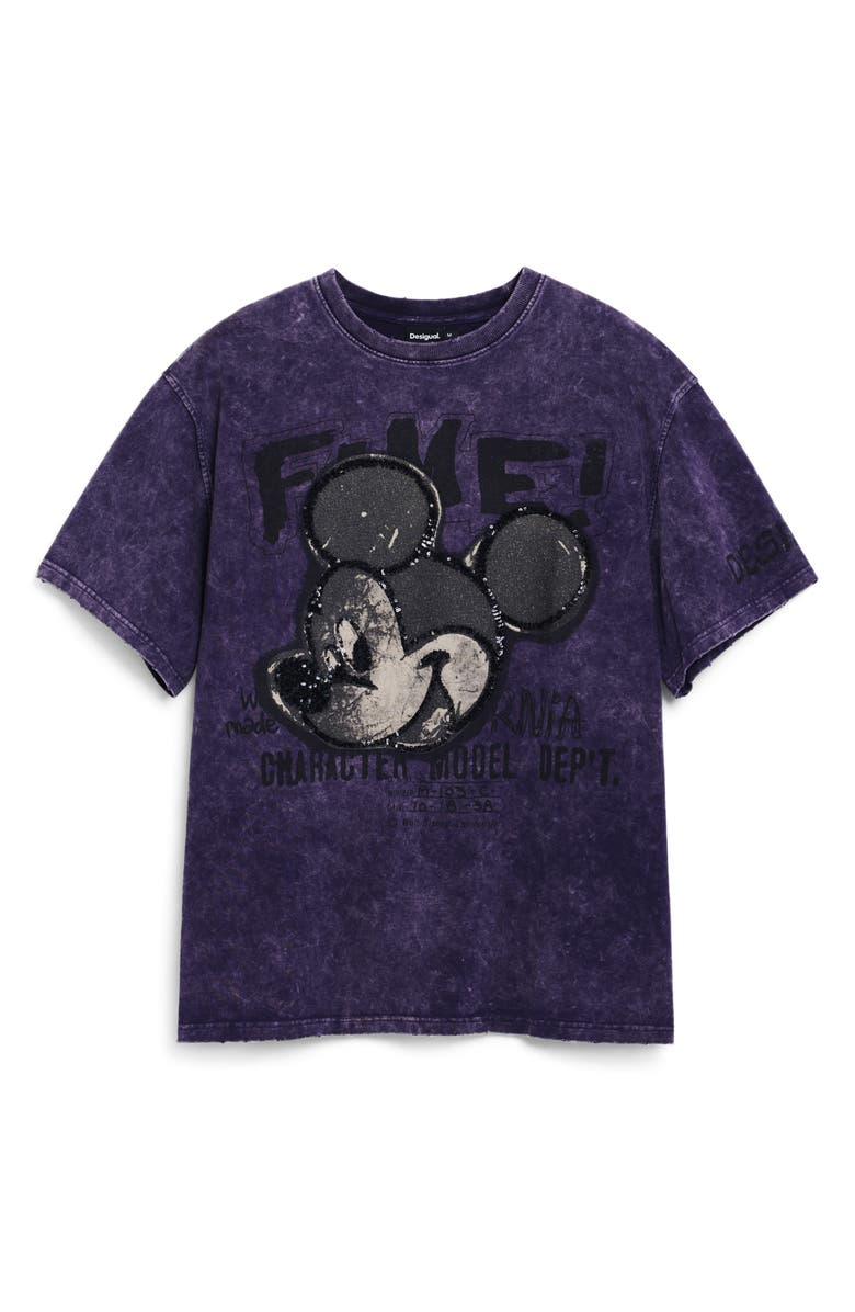 Desigual Graphic Cotton T-Shirt, Alternate, color, Medium Gray Purple