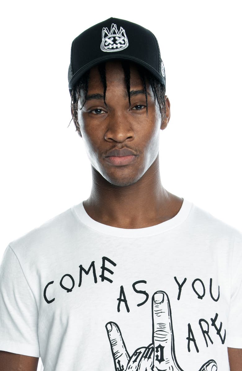 Cult of Individuality Embroidered Logo Trucker Hat, Alternate, color, Blacl W/ White