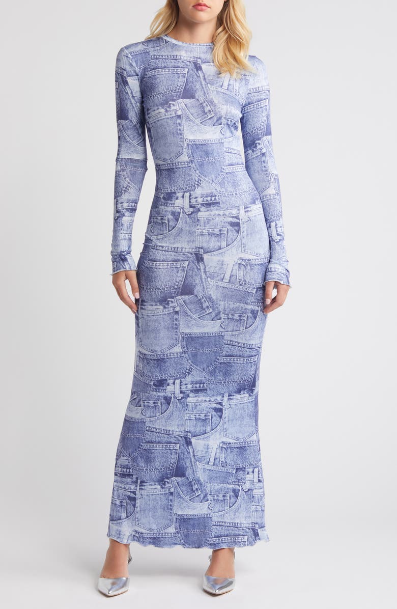 SOMETHING NEW Denny Long Sleeve Maxi Dress, Main, color, 