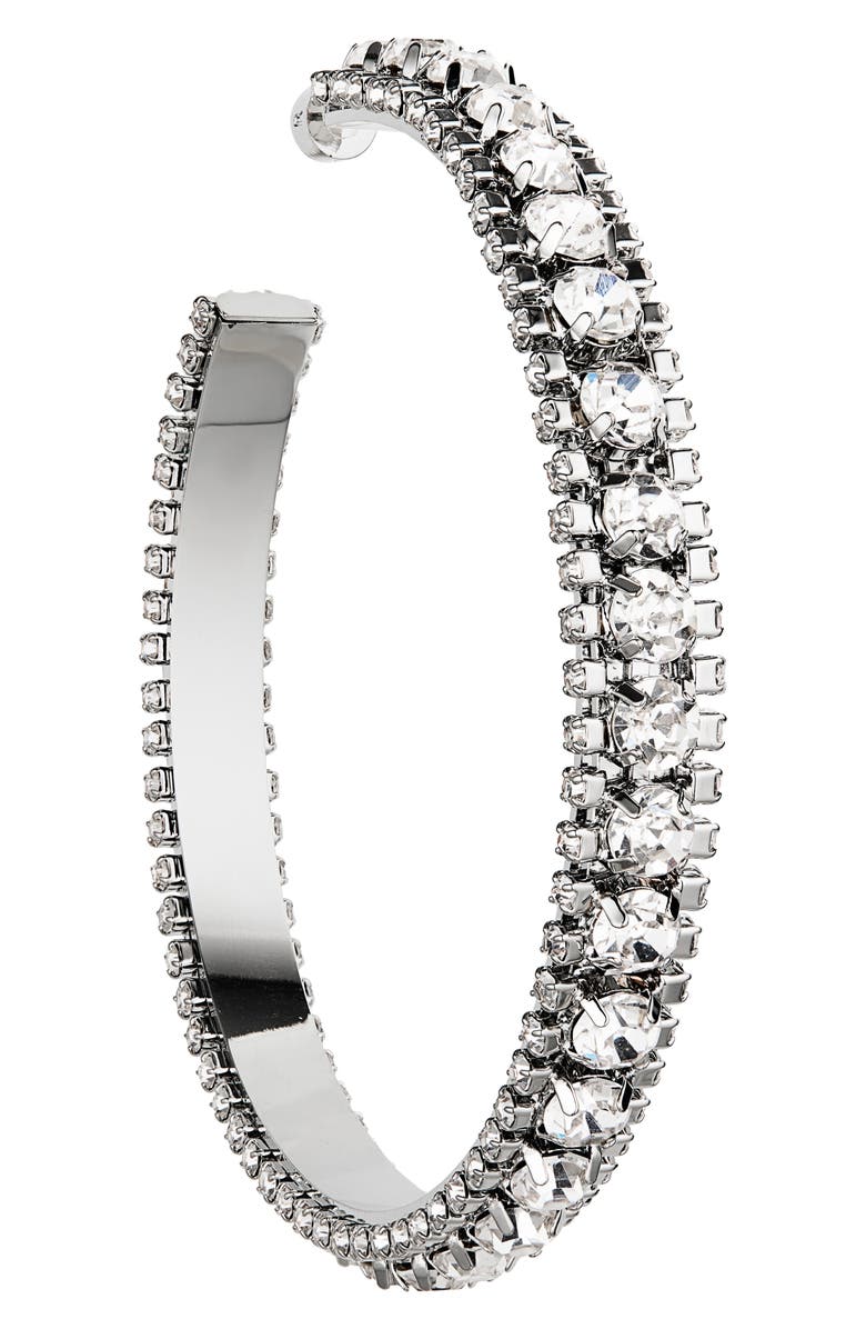 Area Large Crystal Hoop Earrings, Alternate, color, Clear Crystal/ Silver