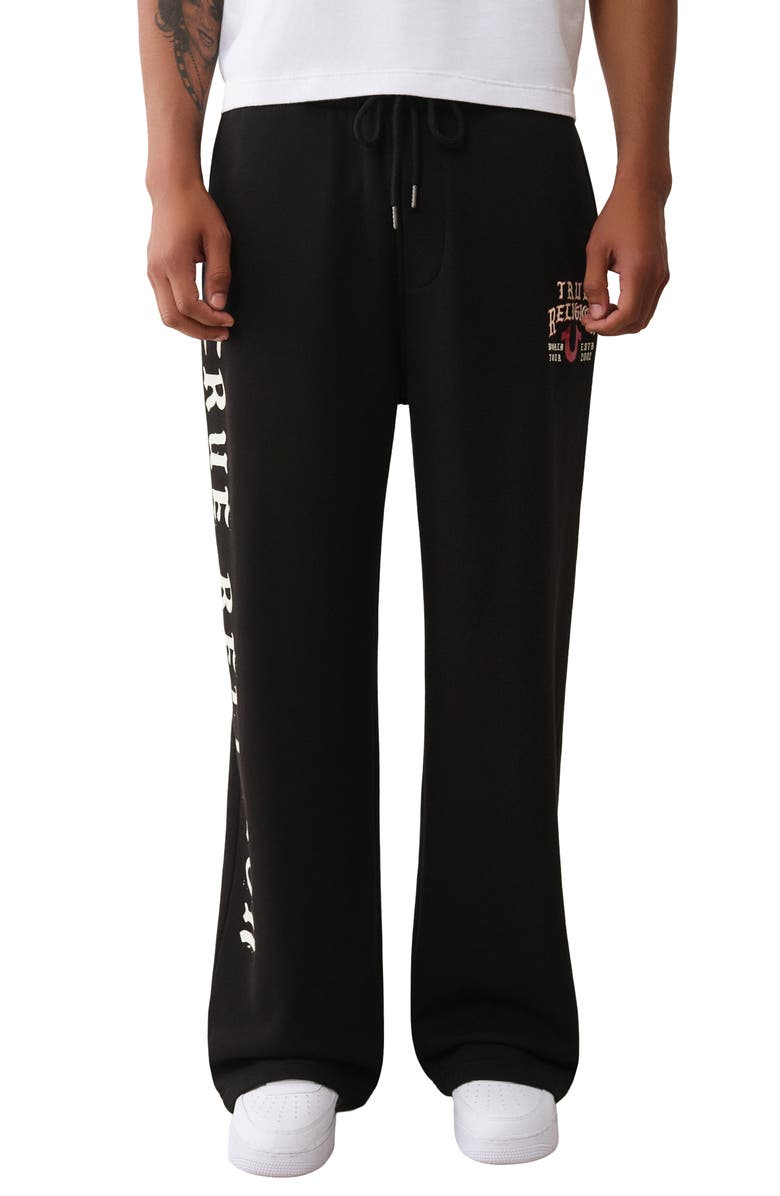 True Religion Flag Baggy Cotton Blend Sweatpants, Main, color, Jet Black