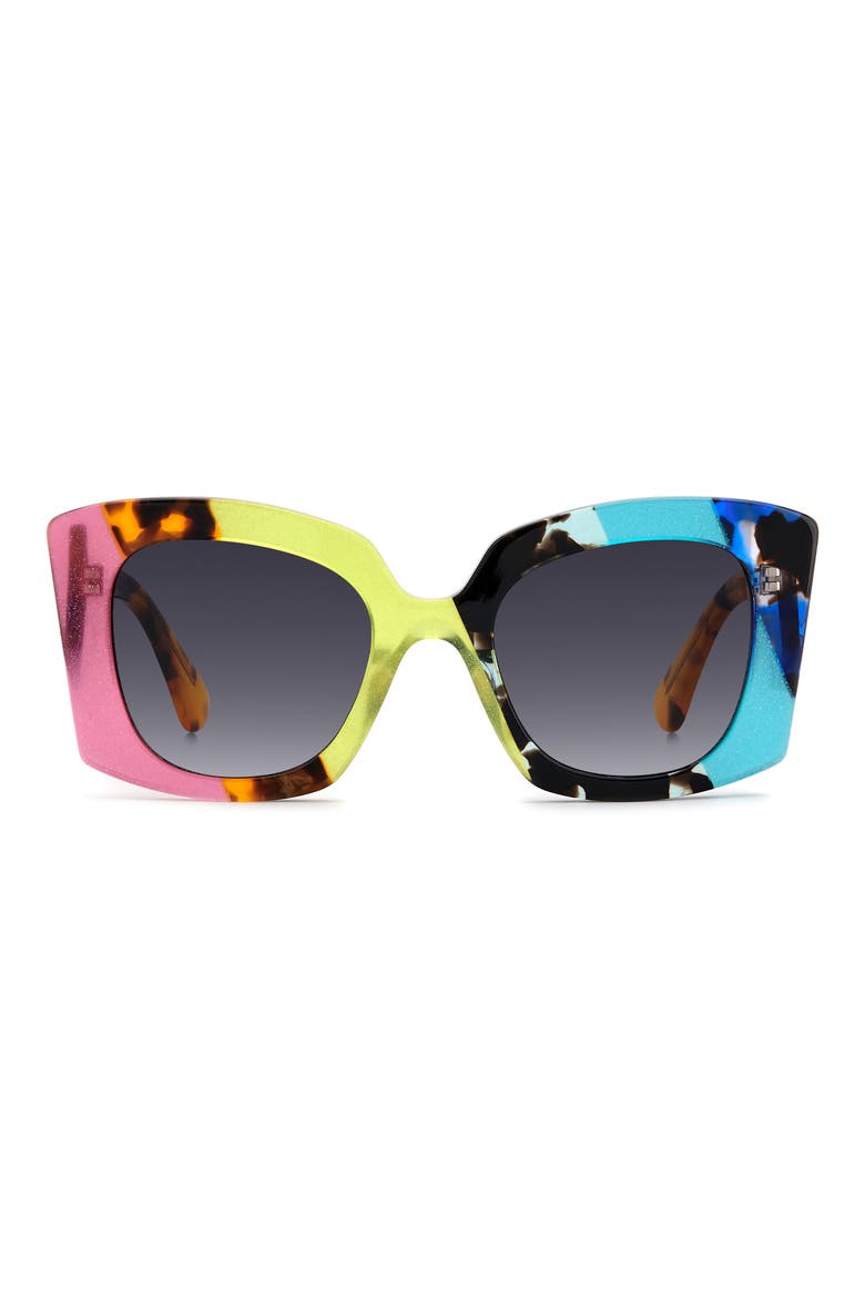 52mm Square Sunglasses, Main, color, PINK MULTIC/ DARK GREY SF