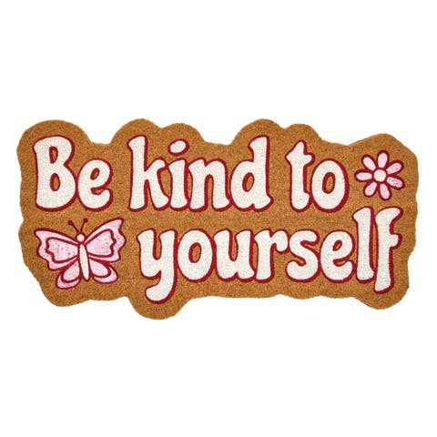 Be Kind to Yourself Shaped Coir Doormat for Outdoor/Indoor, Natural