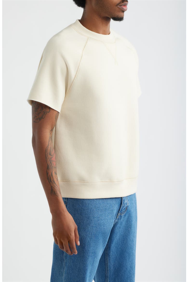 Fleece Short Sleeve Sweatshirt, Alternate, color, IVORY CREAM