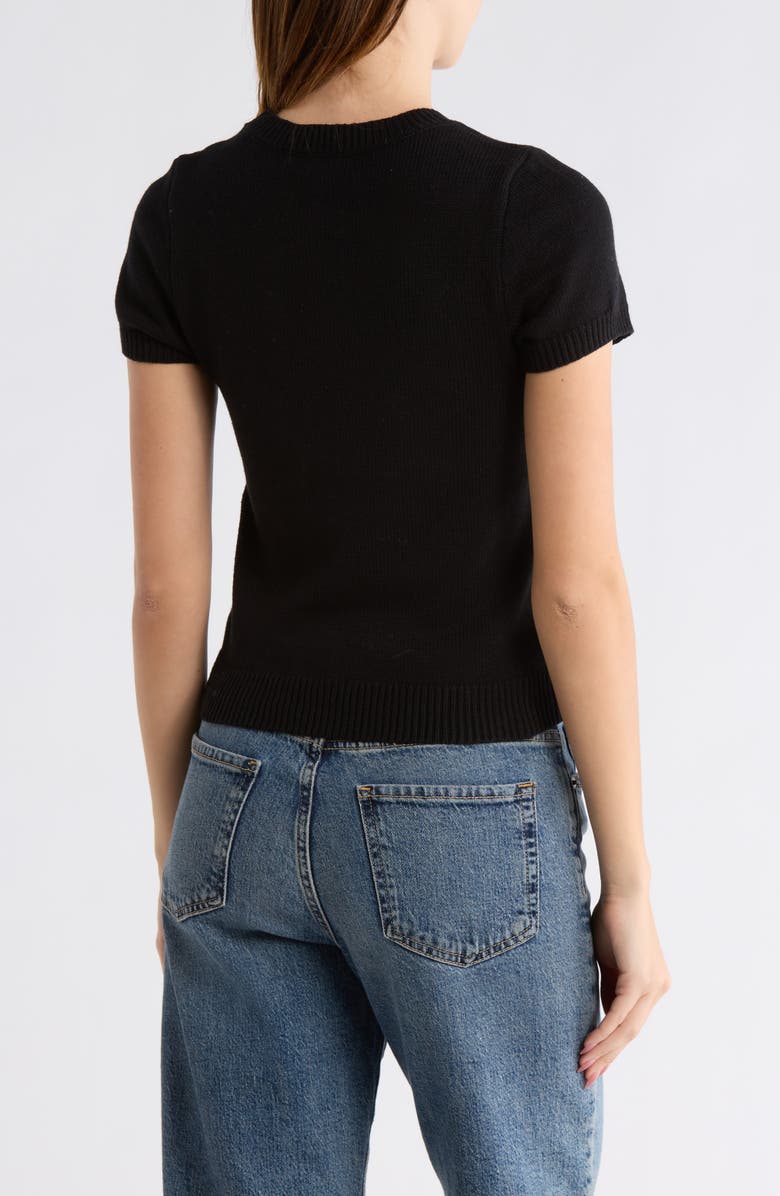 Leith Favorite Short Sleeve Sweater, Alternate, color, Black