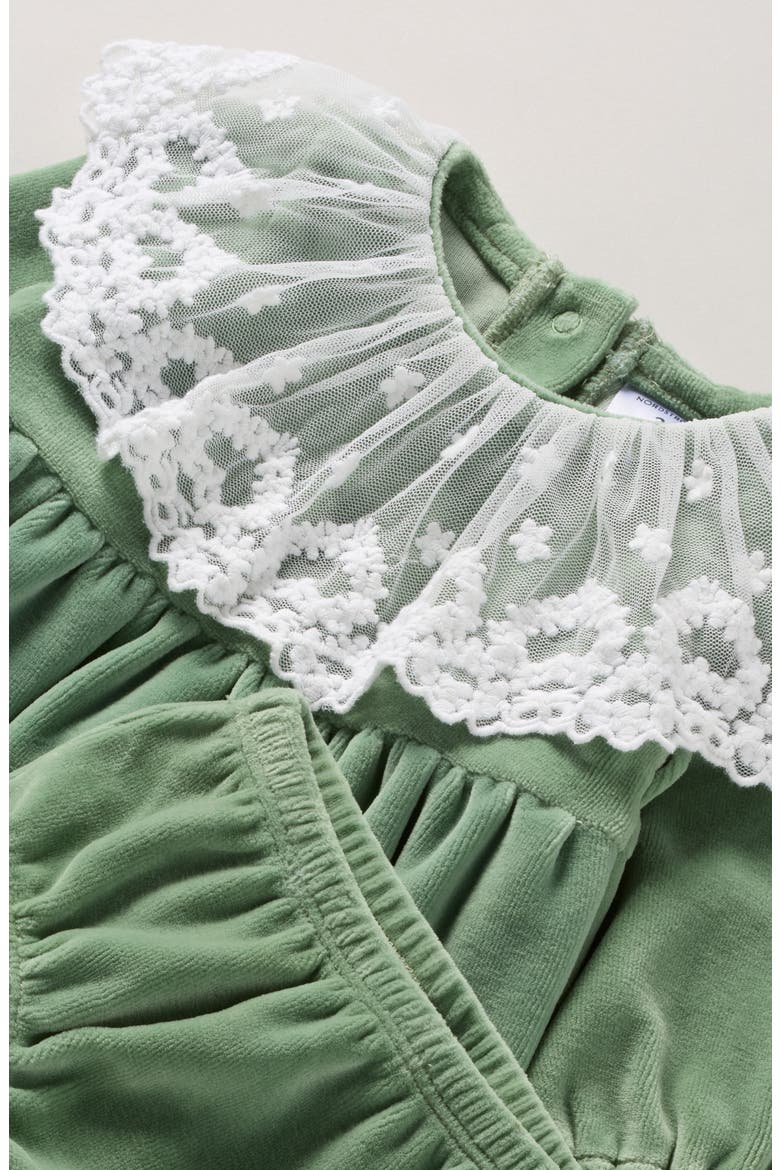 Cotton Blend Velour Dress & Bloomers, Alternate, color, GREEN BAY