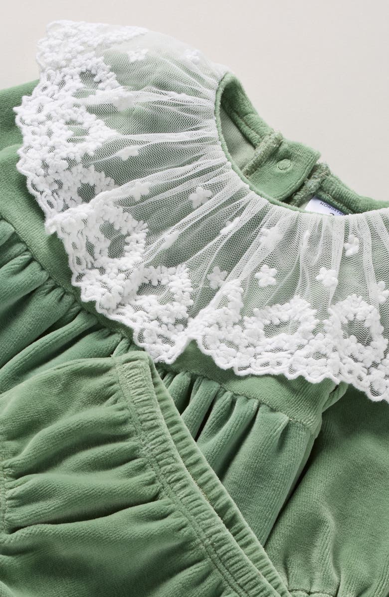 Nordstrom Cotton Blend Velour Dress & Bloomers, Alternate, color, Green Bay