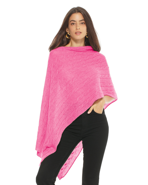Pure Cashmere Textured Knit Poncho