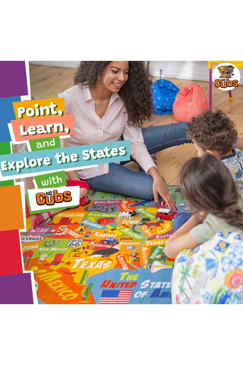 Educational Rug USA Map, 8 feet x 10 feet, Alternate, color, Multicolored