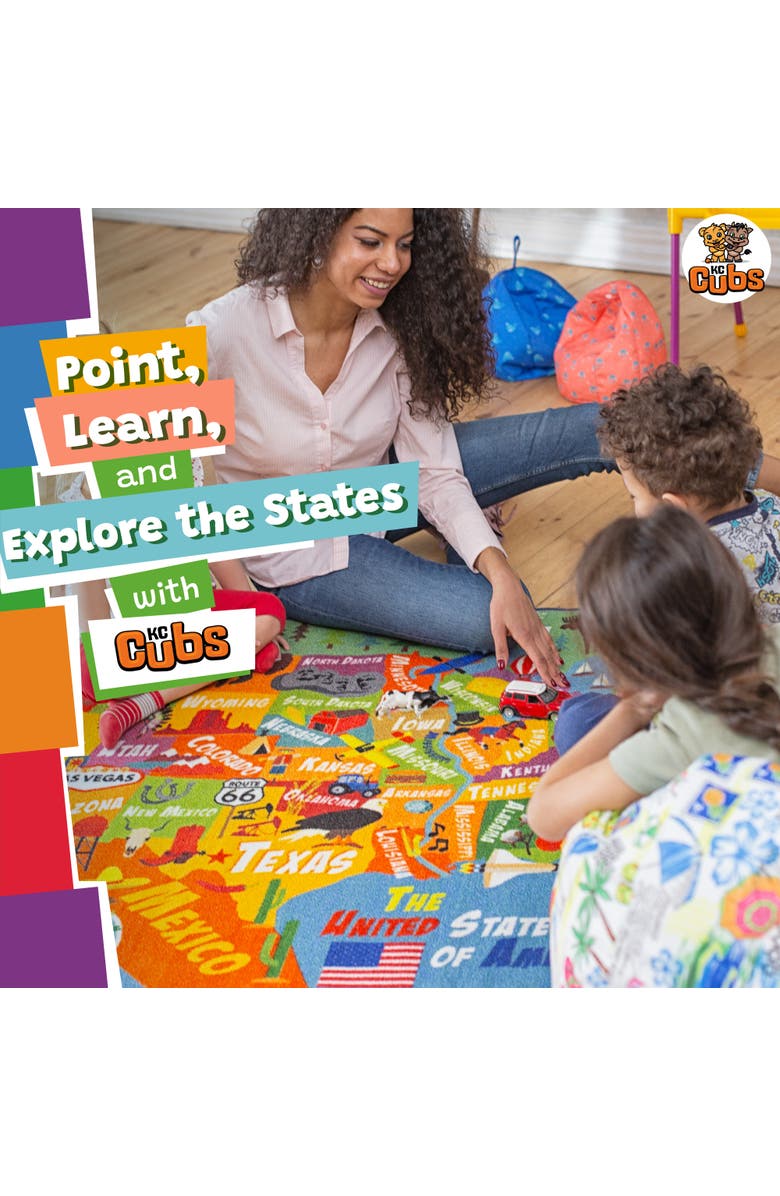 KC Cubs Educational Rug USA Map, 8 feet x 10 feet, Alternate, color, Multicolored