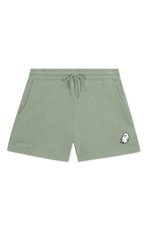 Dalix Womens Ghost Midweight Washed Fleece Shorts In Green