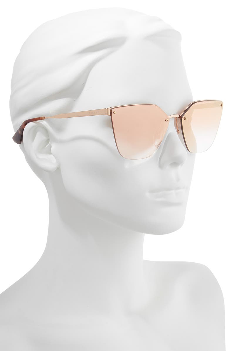 Prada 63mm Mirrored Gradient Oversize Sunglasses, Alternate, color, Gold Pink