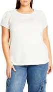City Chic Linny Eyelet Puff Sleeve Cotton Top