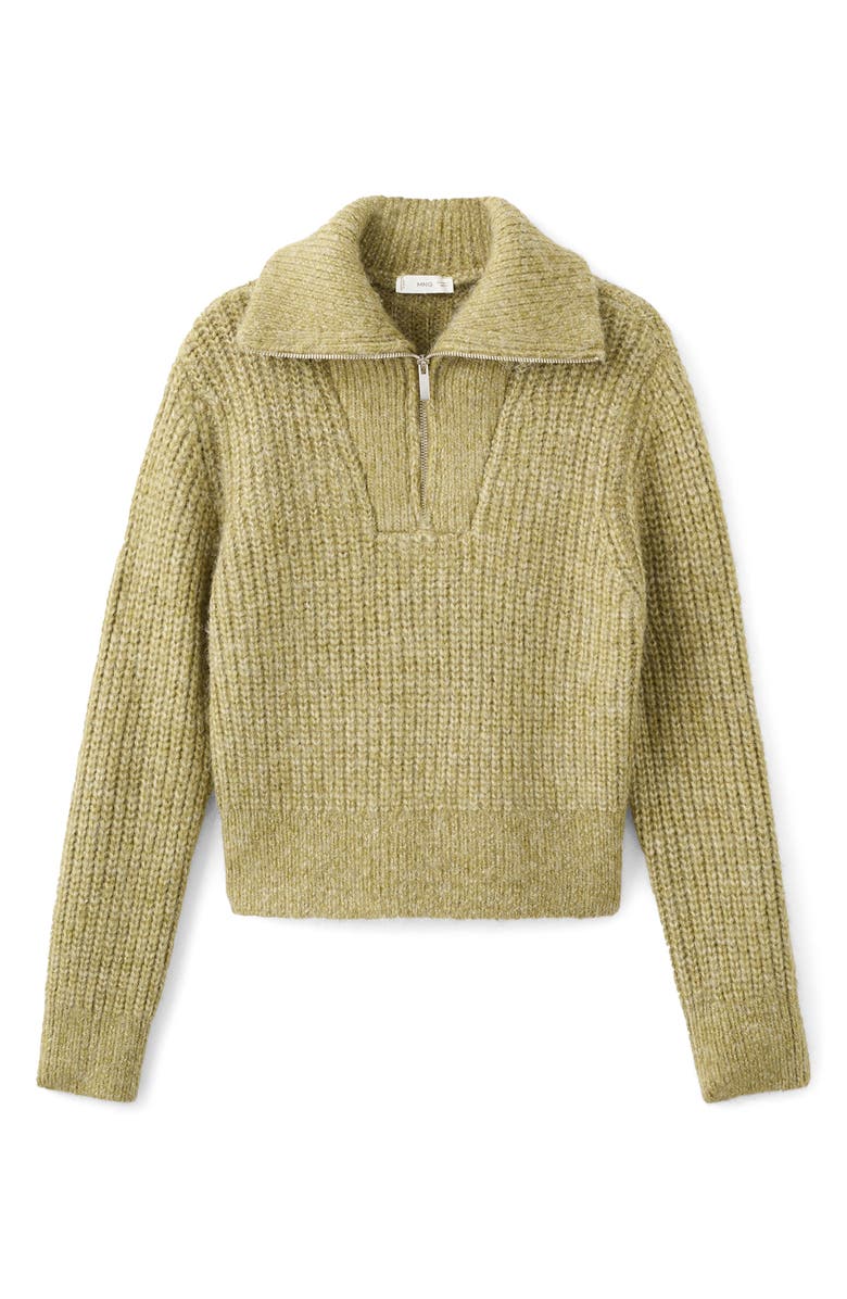 MANGO TEEN Quarter Zip Sweater, Alternate, color, Lime