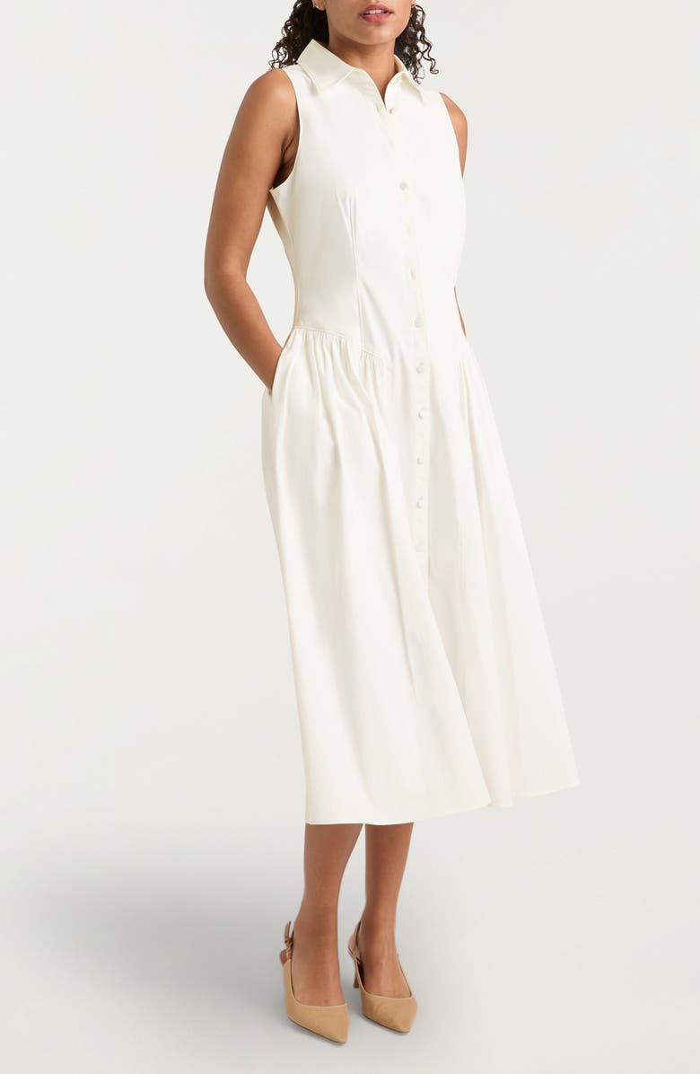 Cinq à Sept Losey Sleeveless Shirtdress, Main, color, White