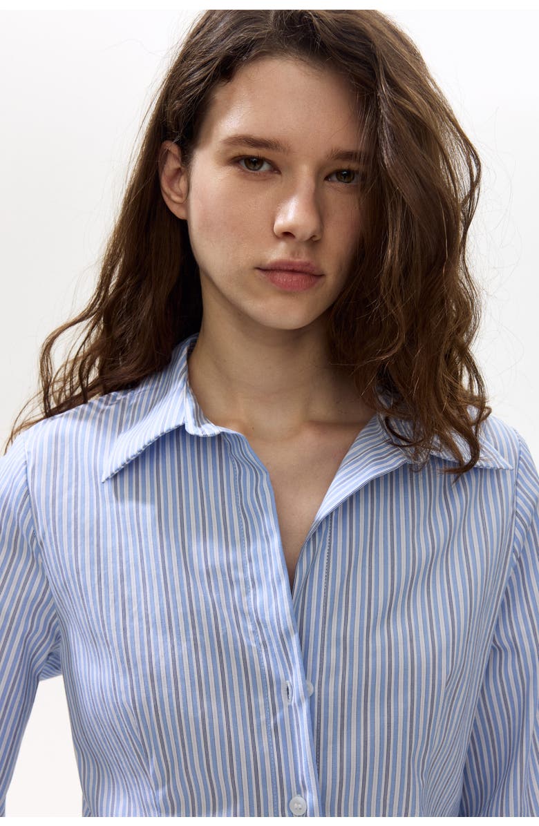 H&M Fitted Shirt, Alternate, color, Light Blue/Striped