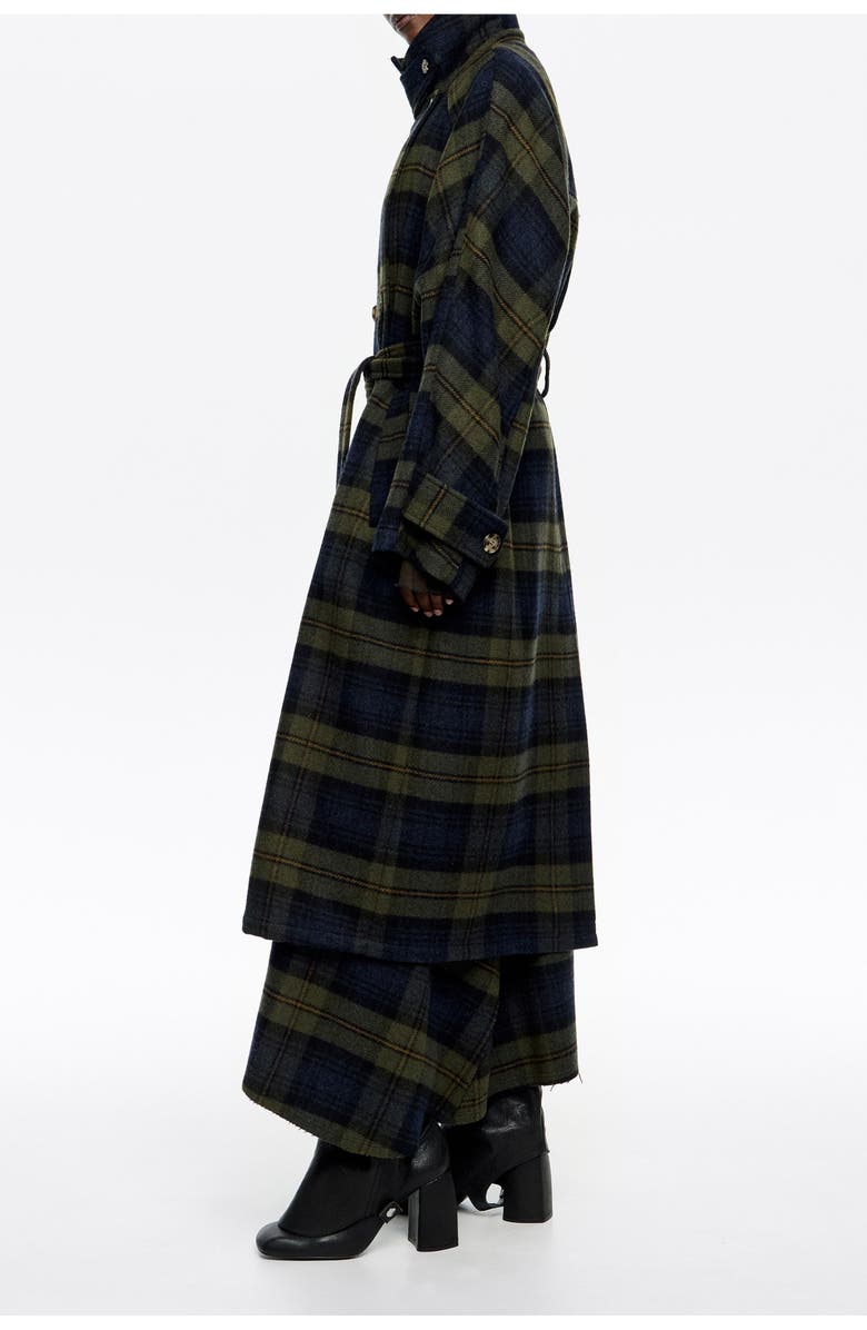 Bimba y Lola Checked Double-Face Double-Breasted Coat, Alternate, color, Khaki