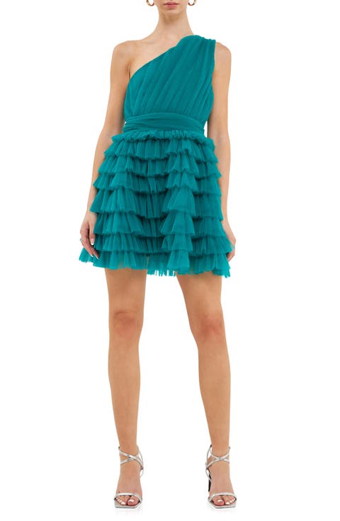 One-Shoulder Tiered Minidress