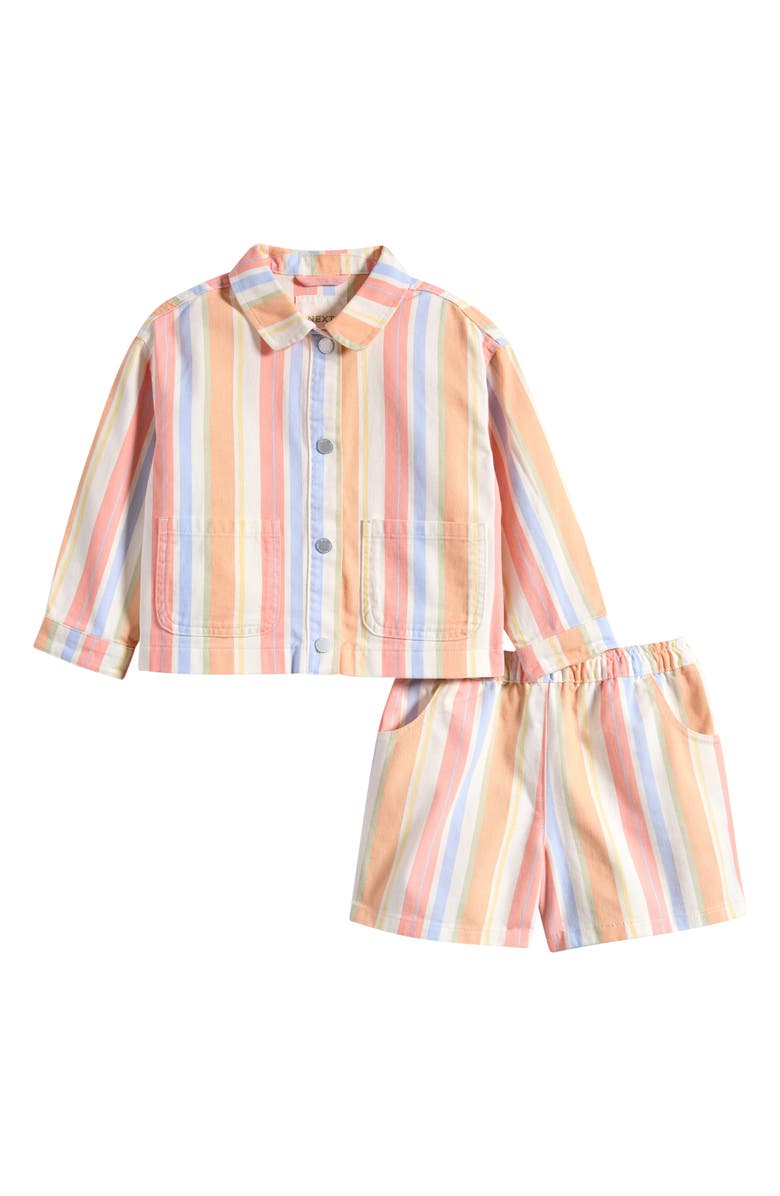 NEXT Kids' Stripe Cotton Twill Jacket & Shorts Set, Main, color, 