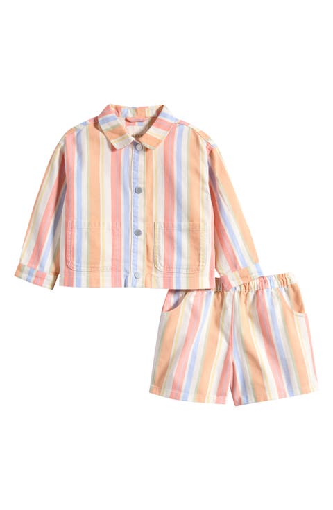Kids' Stripe Cotton Twill Jacket & Shorts Set (Baby, Toddler & Little Kid)