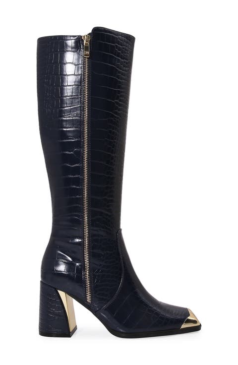 Lux Block Heel Knee High Boot