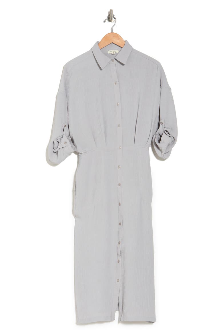 Career Button Front Midi Shirt Dress, Alternate, color, DOVE-DOVE
