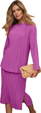 Jessica London Plisse Boatneck Blouse